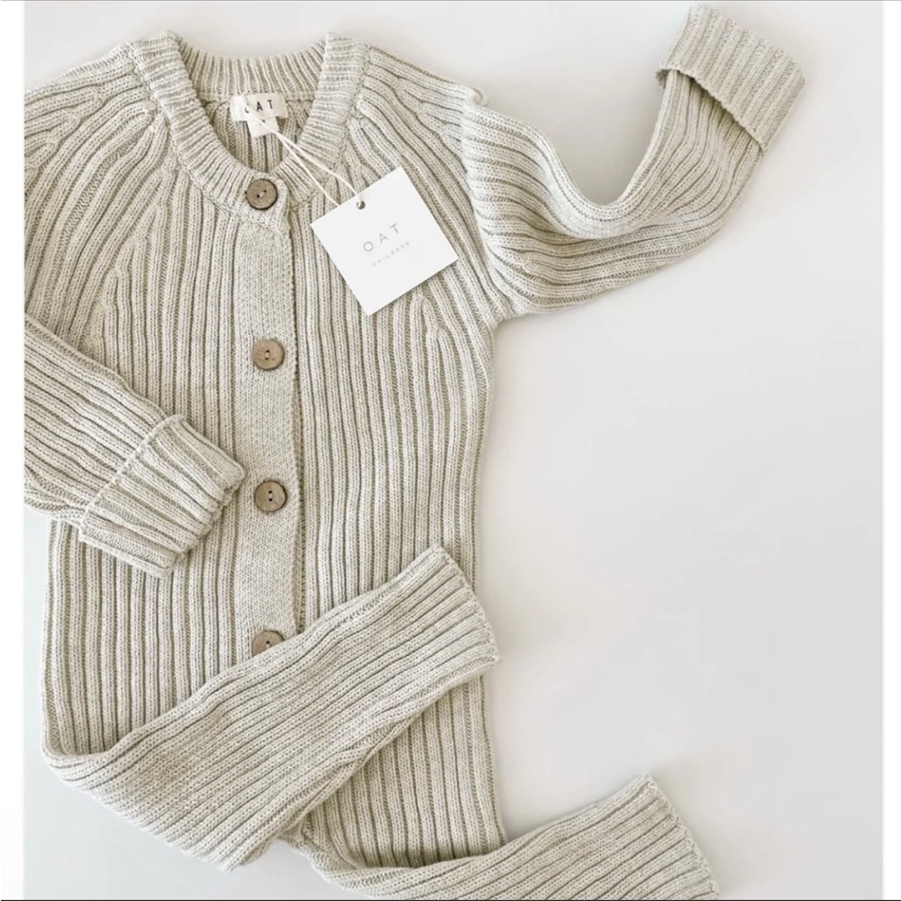 Oat Children ‘Gray Marle‘ Ribbed Knit Playsuit